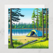 Carte Camping Tente à thème dans les bois (Devant / Derrière)