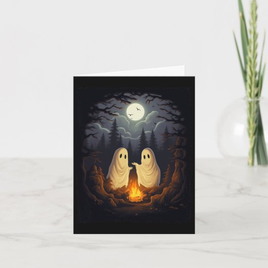 Carte Camping vintage Feu de Campagne Gothique Halloween (Devant)