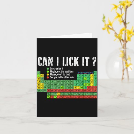 Carte Can I Lick It Periodic Table Funny Science Teacher (Fleur jaune)