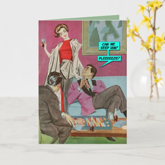 Carte Can We Keep Him? [funny greeting card] (Fleur jaune)