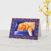 Carte Canapé Bleu Chat Orange Animal de compagnie Sympat (Fleur jaune)