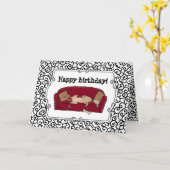 Carte Canapé Greyhound (fawn) Chien Lazy Dormir Drôle (Fleur jaune)