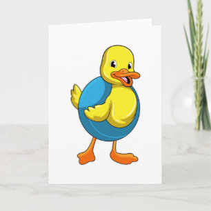 Carte Canard à la piscine avec bouée