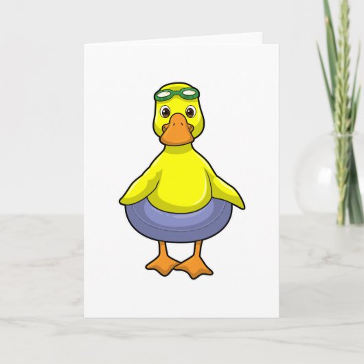 Carte Canard à la piscine avec bouée (Devant)