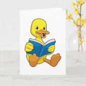 Carte Canard à Reading avec livre (Fleur jaune)