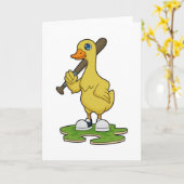 Carte Canard au baseball avec une batte de baseball (Fleur jaune)