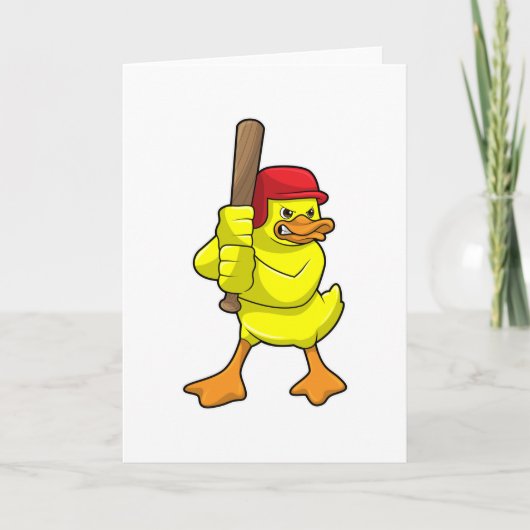 Carte Canard au baseball avec une batte de baseball et u (Devant)