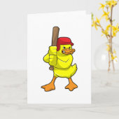 Carte Canard au baseball avec une batte de baseball et u (Fleur jaune)