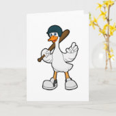 Carte Canard au baseball avec une raquette de baseball e (Fleur jaune)