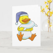 Carte Canard au Lit avec Bonnet de Nuit (Fleur jaune)