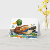 Carte Canard colard en patchwork matelassé (Fleur jaune)