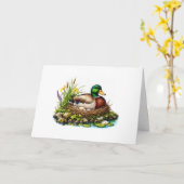 Carte Canard colvert sur son nid (Fleur jaune)