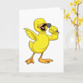 Carte Canard comme Chanteur avec Microphone (Fleur jaune)
