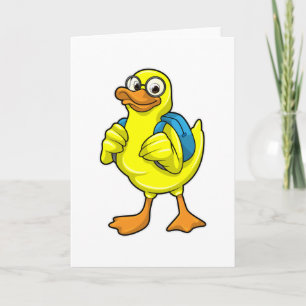 Carte Canard comme étudiant avec sac à dos