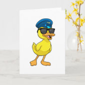 Carte Canard comme pilote avec chapeau de pilote (Fleur jaune)