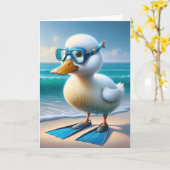 Carte Canard D'Anniversaire Avec Des Plongeurs (Fleur jaune)