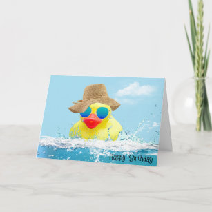 Carte Canard d'anniversaire avec lunettes de soleil dans
