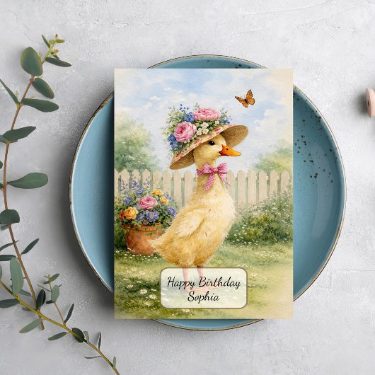 Carte Canard de jardin vintage