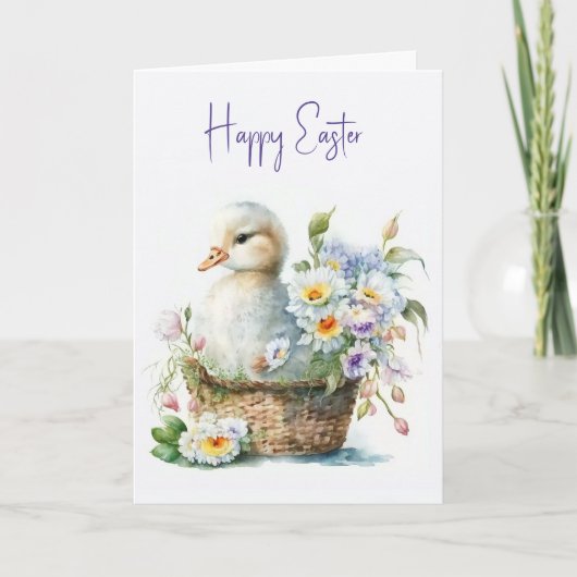 Carte Canard de Pâques dans le panier (Devant)