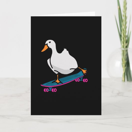 Carte Canard drôle sur skateboard skateboard longboard (Devant)