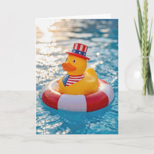 Carte Canard en caoutchouc jaune du 4 juillet dans une p