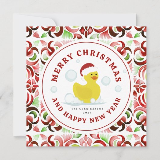 Carte Canard en caoutchouc Père Noël Aquarelle de Noël P (Devant)