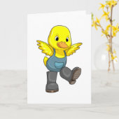 Carte Canard en fermier aux bottes (Fleur jaune)