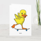 Carte Canard en patineur avec planche à roulettes (Dos)
