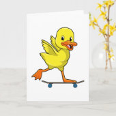 Carte Canard en patineur avec skateboard (Fleur jaune)