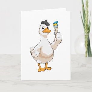 Carte Canard en peintre avec pinceau