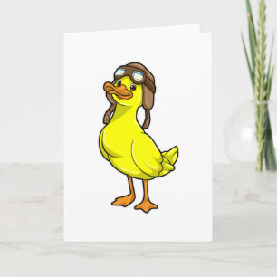 Carte Canard en pilote avec casquette et lunettes