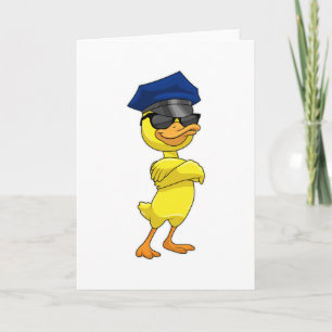 Carte Canard en policier avec casquette de policier