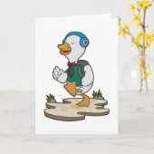 Carte Canard en randonneur avec sac à dos (Fleur jaune)