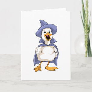 Carte Canard en sorcière avec chapeau