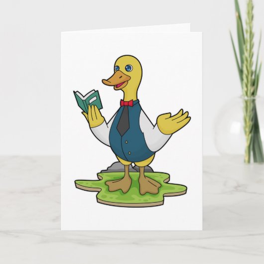Carte Canard en tant que professeur avec livre (Devant)