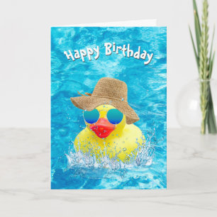 Carte Canard Jaune Anniversaire Avec Lunettes De Soleil