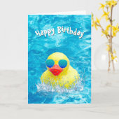 Carte Canard Jaune Anniversaire Avec Lunettes De Soleil (Fleur jaune)