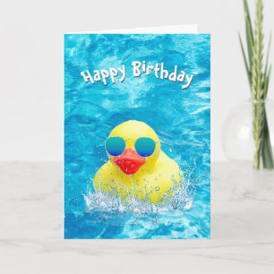 Carte Canard Jaune Anniversaire Avec Lunettes De Soleil