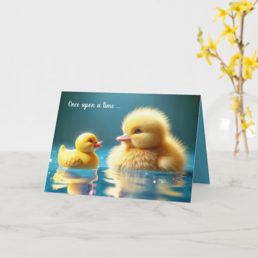 Carte Canard Jaune avec un canard en caoutchouc (Fleur jaune)