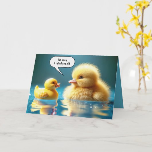 Carte Canard Jaune avec un canard en caoutchouc (Fleur jaune)