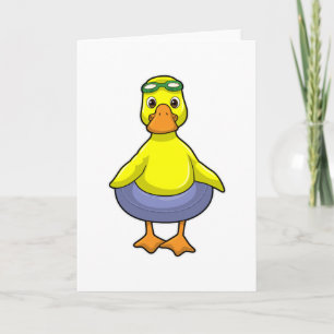 Carte Canard nageant avec une bouée
