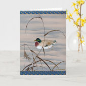 Carte Canard nager dans le lac (Fleur jaune)