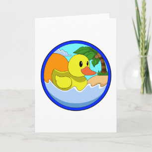 Carte Canard sur la plage avec des palmiers.PNG