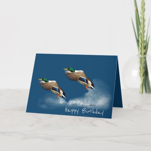 Carte Canards colverts d'anniversaire volant au-dessus d (Devant)