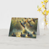 Carte Canards colverts pour la fête des pères (Fleur jaune)