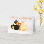 Carte Canards de mariage (Fleur jaune)