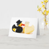 Carte Canards de mariage 2 (Fleur jaune)