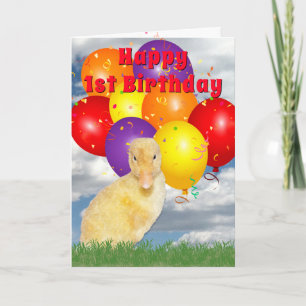 Carte Canards jaunes de couleur balloons de anniversaire