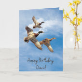 Carte Canards Mallard Anniversaire Avec Nom (Fleur jaune)