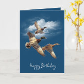 Carte Canards Mallard Anniversaire Avec Nuages (Fleur jaune)